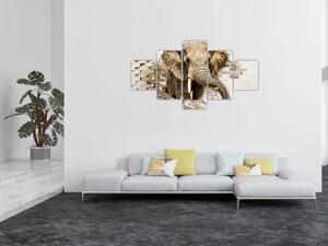Obraz - Slon prorážející zeď (125x70 cm)