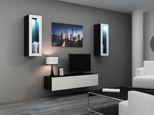 Luxusní obývací stěna VIGO sestava 8 Barevné provedení VIGO: Bílá / Černý lesk, LED osvětlení: bez osvětlení +0Kč