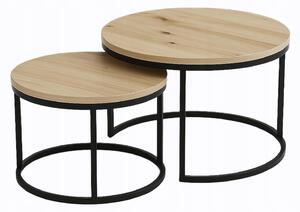 Konferenční stolek DUB ARTISAN Loft Kulatý Sada 2v1 Černé Nohy SOFT LOFT SET