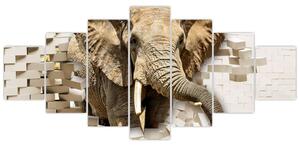 Obraz - Slon prorážející zeď (210x100 cm)