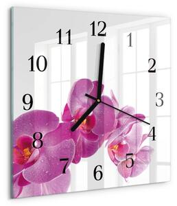 Skleněné hodiny na stěnu Orchidej zskc-30x30-00177181