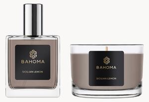 Sada interiérového spreje a vonné svíčky Sicilian Lemon, 2 díly (citronová, litsea cubeba, zelená)