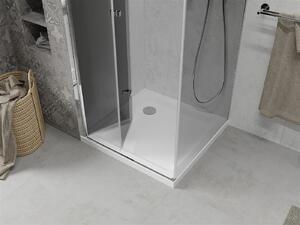 Mexen Lima, sprchový kout se skládacími dveřmi 70 (dveře) x 70 (stěna) cm, 6mm šedé sklo, chromový profil + slim sprchová vanička bílá, 856-070-070-01-40-4010