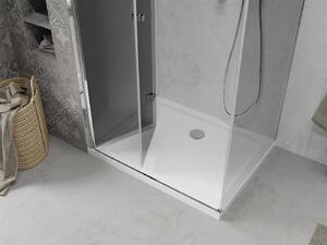 Mexen Lima, sprchový kout se skládacími dveřmi 90 (dveře) x 70 (stěna) cm, 6mm šedé sklo, chromový profil + slim sprchová vanička bílá + chromový sifon, 856-090-070-01-40-4010