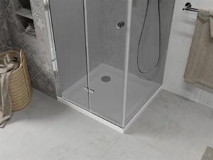 Mexen Lima, sprchový kout se skládacími dveřmi 80 (dveře) x 80 (stěna) cm, 6mm šedé sklo, chromový profil + slim sprchová vanička bílá + chromový sifon, 856-080-070-01-40-4010