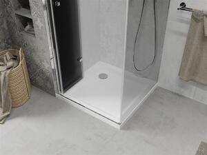 Mexen Lima, sprchový kout se skládacími dveřmi 80 (dveře) x 80 (stěna) cm, 6mm šedé sklo, chromový profil + slim sprchová vanička bílá + chromový sifon, 856-080-070-01-40-4010