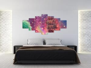 Obraz - Loď s vesmírnou oblohou (210x100 cm)