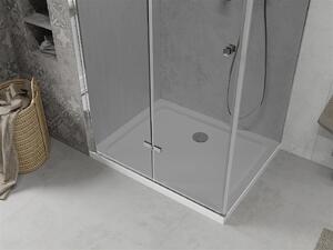 Mexen Lima, sprchový kout se skládacími dveřmi 70 (dveře) x 90 (stěna) cm, 6mm šedé sklo, chromový profil + slim sprchová vanička bílá + chromový sifon, 856-070-090-01-40-4010