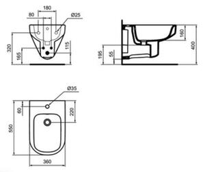 Ideal Standard Playa Závěsný bidet, bílá J492801 (J501501)