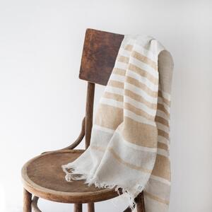 Béžová lněná plážová osuška 85x140 cm Allure Stripe – Linen Tales