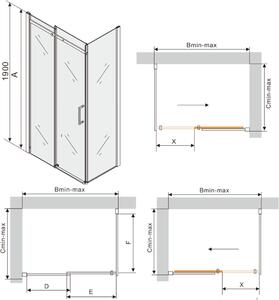 MEXEN - Omega sprchový kout, posuvné dveře, 100 x 70 cm, transparentní, černá + vanička Flat, bílá - 825-100-070-70-00-4010B