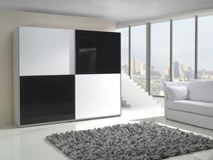 Šatní skříň LUX 4 bílý lesk / černý lesk