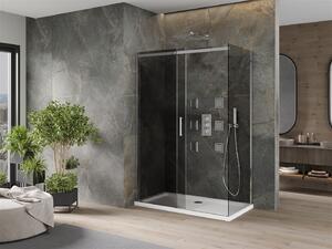 MEXEN - Omega sprchový kout, posuvné dveře, 130 x 70 cm, grafit, chrom + vanička Flat, bílá - 825-130-070-01-40-4010