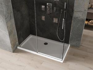 MEXEN - Omega sprchový kout, posuvné dveře, 140 x 80 cm, grafit, chrom + vanička Flat, bílá - 825-140-080-01-40-4010