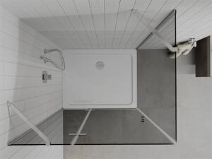 Mexen Roma, sprchový kout s křídlovými dveřmi 90 (dveře) x 70 (stěna) cm, 6mm šedé sklo, chromový profil + slim sprchová vanička bílá + chromový sifon, 854-090-070-01-40-4010