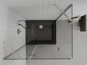 Mexen Roma, sprchový kout s křídlovými dveřmi 100 (dveře) x 90 (stěna) cm, 6mm čiré sklo, chromový profil + slim sprchová vanička černá + chromový sifon, 854-100-090-01-00-4070