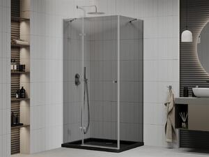 Mexen Roma, sprchový kout s 1-křídlými dveřmi 90 (dveře) x 120 (stěna) cm, 6mm šedé sklo, chromový profil, slim sprchová vanička 5cm černá, 854-090-100-01-40-4070