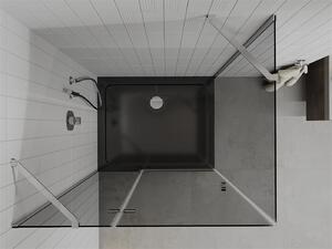 Mexen Roma, sprchový kout s křídlovými dveřmi 80 (dveře) x 100 (stěna) cm, 6mm šedé sklo, chromový profil + slim sprchová vanička černá + chromový sifon, 854-080-100-01-40-4070