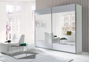 Bílá šatní skříň Lux Stripes s posuvnými zrcadlovými dveřmi