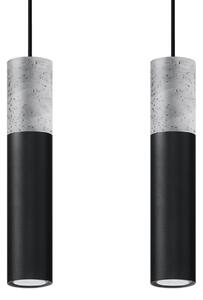 Závěsné svítidlo Borgio, 2x betonové/černé kovové stínítko