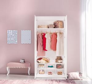 Dvoudveřová šatní skříň Betty - bílá/růžová