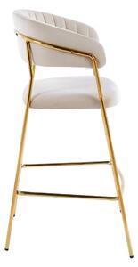 Židle barová Glamour sametová béžová/zlatá