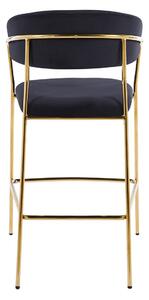 Židle barová Glamour velvet černá/zlatá