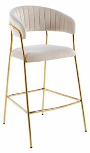 Židle barová Glamour sametová béžová/zlatá