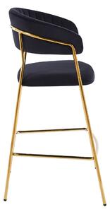 Židle barová Glamour velvet černá/zlatá