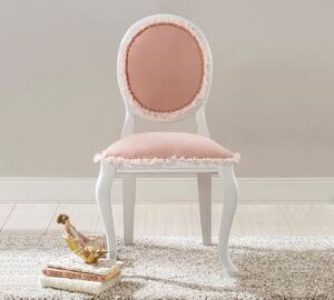 Rustikální čalouněná židle Ballerina - bílá/lososová