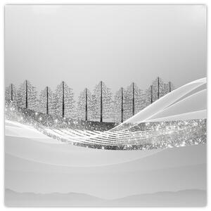 Obraz - Stříbrná krajina (30x30 cm)