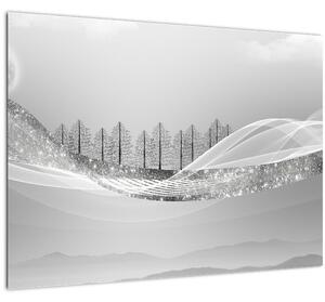 Skleněný obraz - Stříbrná krajina (70x50 cm)