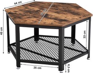 VASAGLE Konferenční stolek hnědý šestihranný 75x75 cm