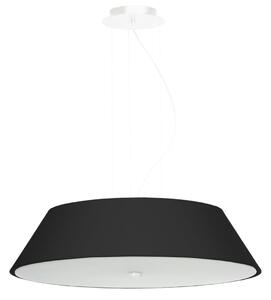 Závěsné svítidlo Vega, 1x černé textilní stínítko, (bílé sklo), (fi 60 cm)