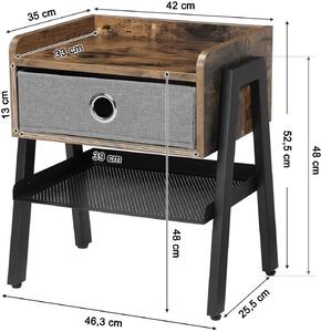 VASAGLE Noční stolek industriální 46x52 cm