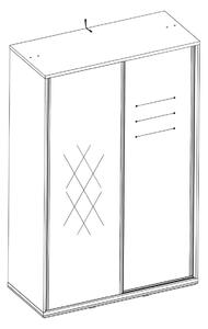 Šatní skříň s posuvnými dveřmi a zrcadlem Veronica - dub světlý/bílá