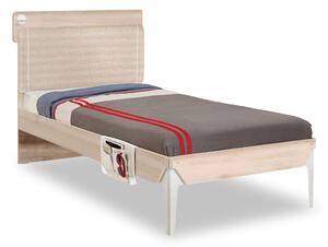 Studentská postel 100x200cm s poličkou Veronica - dub světlý/bílá