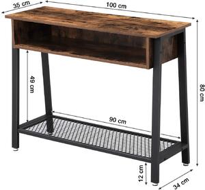 VASAGLE Odkládací stolek hnědý 100x35 cm