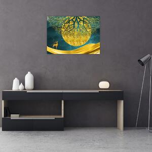 Obraz - Abstrakce, Zlatá krajina (70x50 cm)