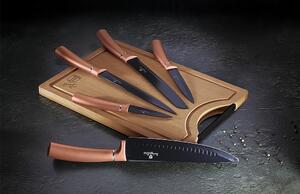 BERLINGERHAUS Sada nožů s nepřilnavým povrchem + prkénko 6 ks Rosegold Metallic Line BH-2575