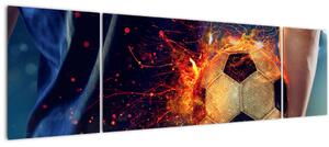 Obraz - Fotbalový míč v ohni (170x50 cm)