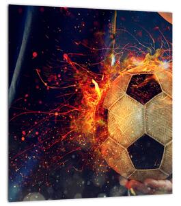 Obraz - Fotbalový míč v ohni (30x30 cm)