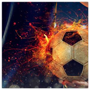 Obraz - Fotbalový míč v ohni (30x30 cm)