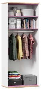 Dvoudveřová šatní skříň Trendy - bílá/šedomodrá/růžová