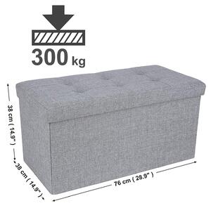 SONGMICS Úložný sedací box čalouněný skládací 76x38 cm šedý