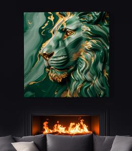 Obraz na plátně - Lev Zlatý Emerald FeelHappy.cz Velikost obrazu: 60 x 60 cm