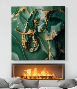 Obraz na plátně - Slon Zlatý Emerald FeelHappy.cz Velikost obrazu: 40 x 40 cm