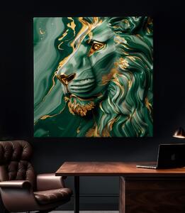 Obraz na plátně - Lev Zlatý Emerald FeelHappy.cz Velikost obrazu: 60 x 60 cm