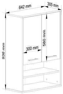Ak furniture Závěsná koupelnová skříňka Fin W64 2D 64 cm grafit/bílá
