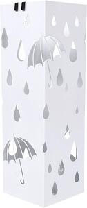 SONGMICS Stojan na deštníky čtvercový bílý motiv kapky